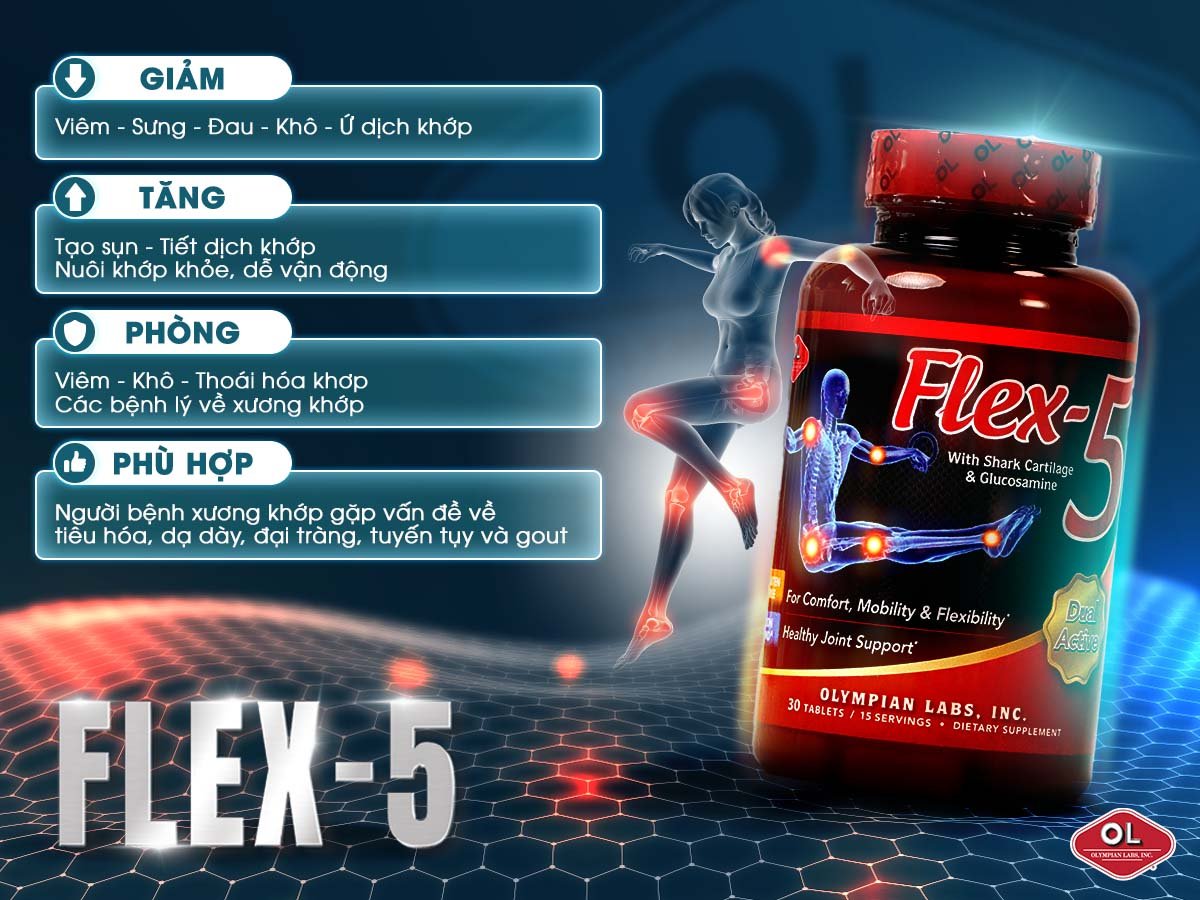 Flex-5 – Hỗ trợ giảm viêm và tái tạo sụn khớp 