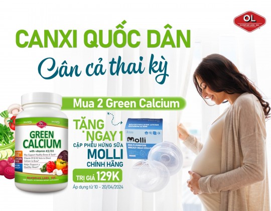 Mua 2 Green Calcium TẶNG NGAY cặp phễu hứng sữa Molli chính hãng