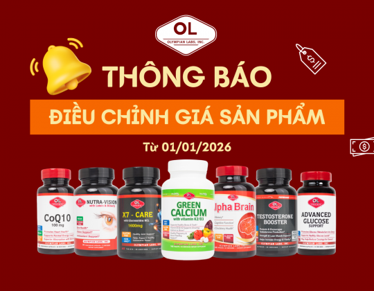 Thông báo: Điều chỉnh giá bán một số sản phẩm của Olympian Labs