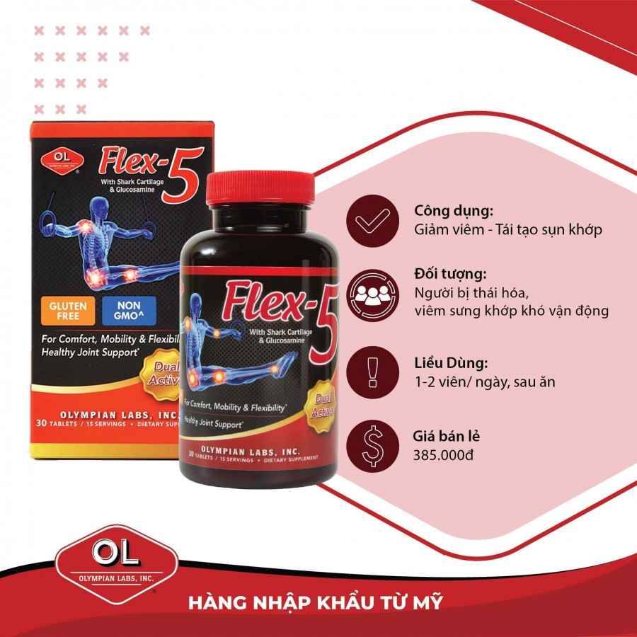 Flex-5 – Hỗ trợ giảm viêm và tái tạo sụn khớp