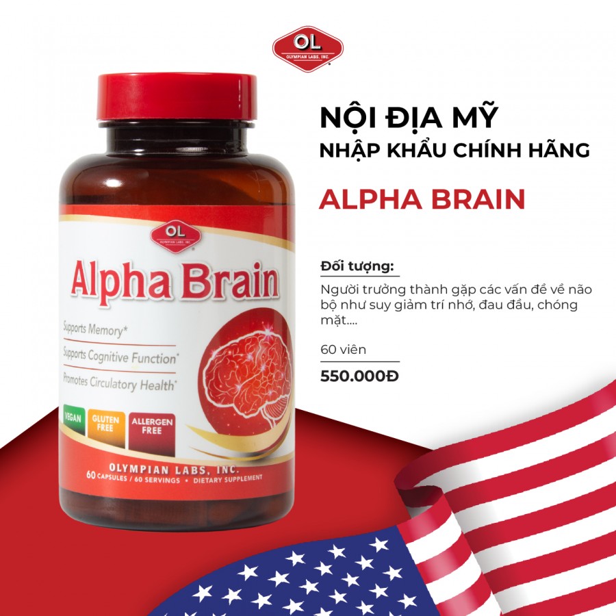 Alpha Brain - Viên uống hỗ trợ tuần hoàn máu, cải thiện trí nhớ