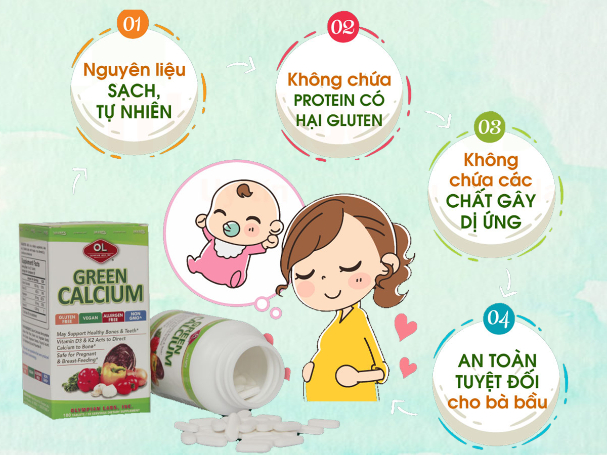 Green Calcium an toàn tuyệt đối cho bà bầu và trẻ em