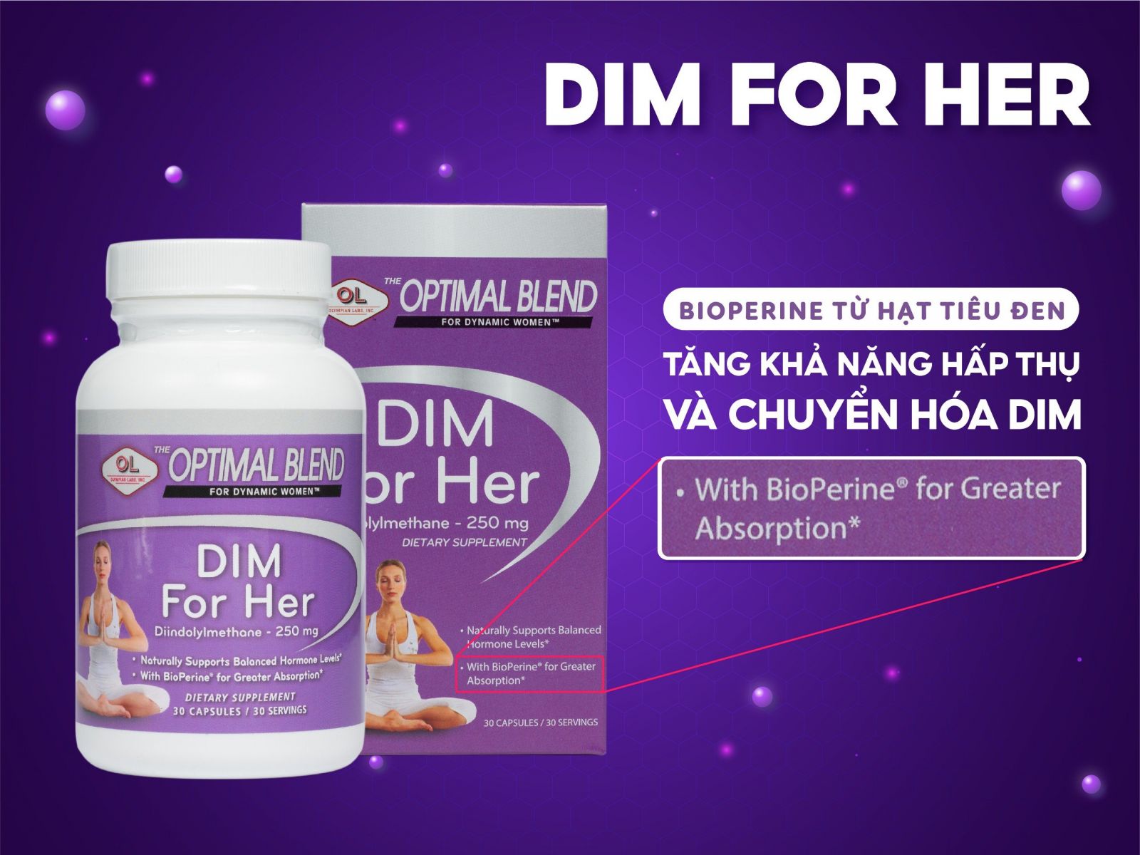 Dim For Her 30 viên - Hỗ trợ cân bằng nội tiết tố nữ