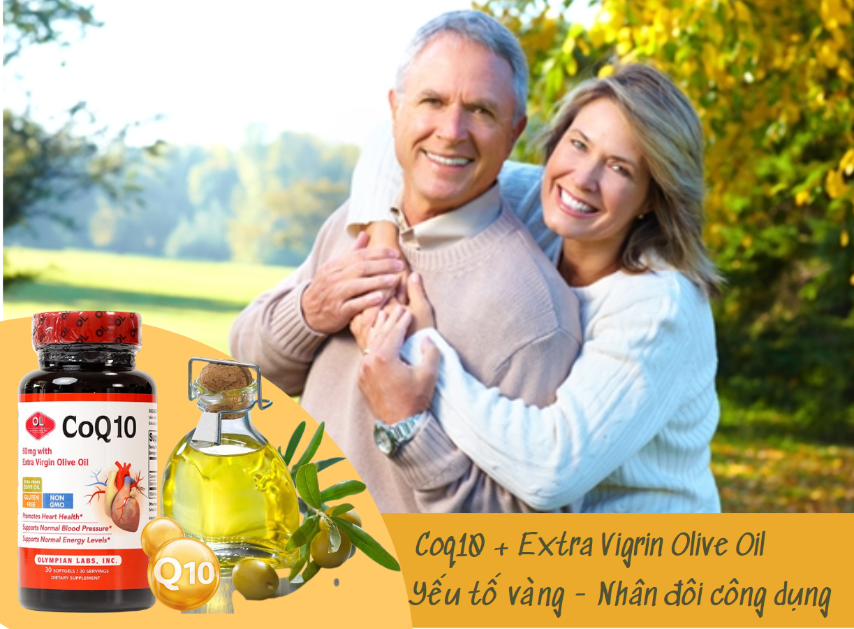 CoQ10 + Extra Virgin Olive Oil – Bộ đôi vàng giúp Olympian Labs CoQ10 60mg nhân đôi công dụng 