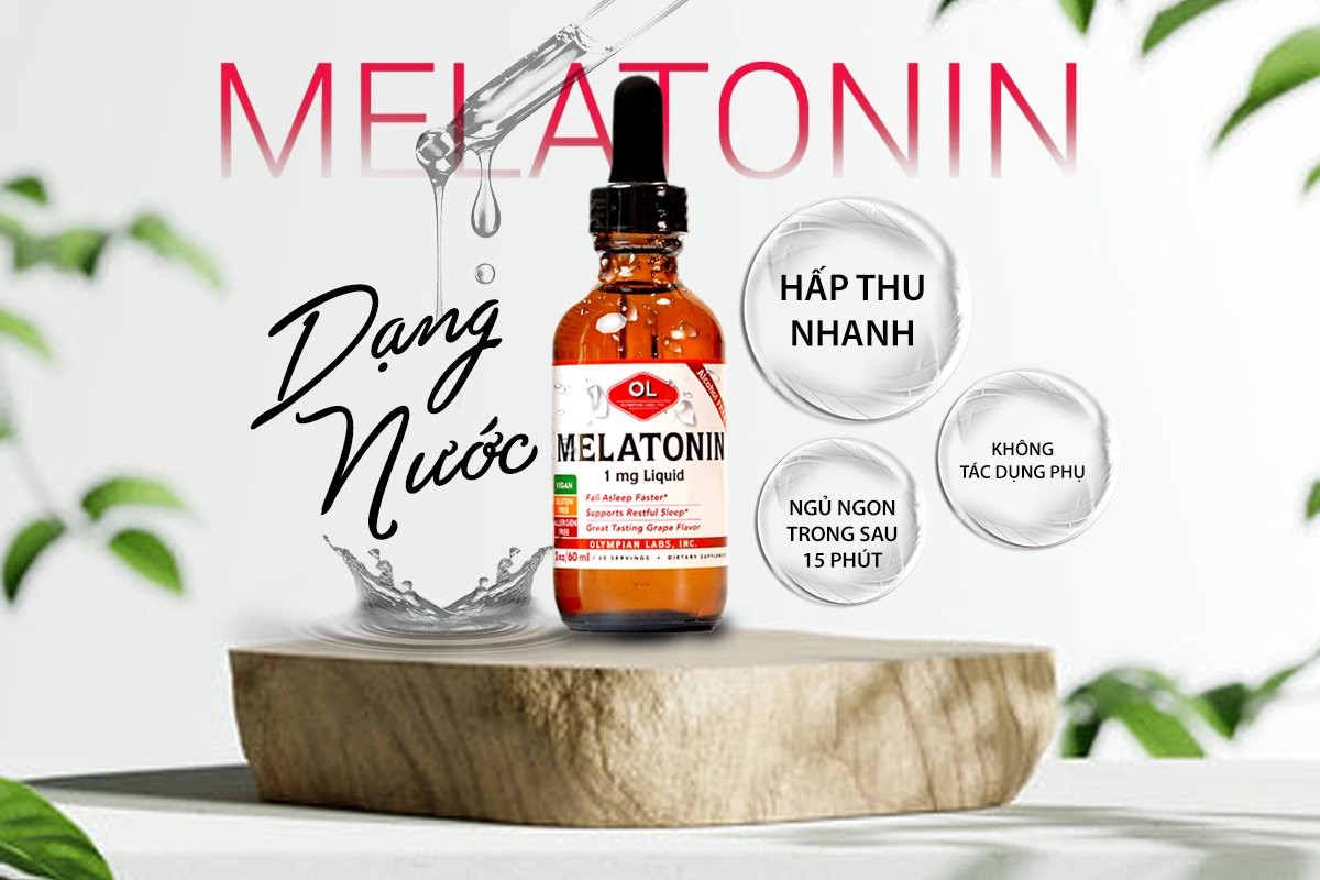 Olympian Labs Melatonin Liquid 1mg – Melatonin dạng nước dễ hấp thu, hiệu quả nhanh, không phụ thuộc
