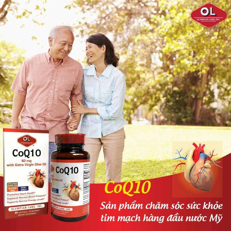 Olympian Labs CoQ10 60mg – “Lá chắn” bảo vệ sức khỏe tim mạch hàng đầu