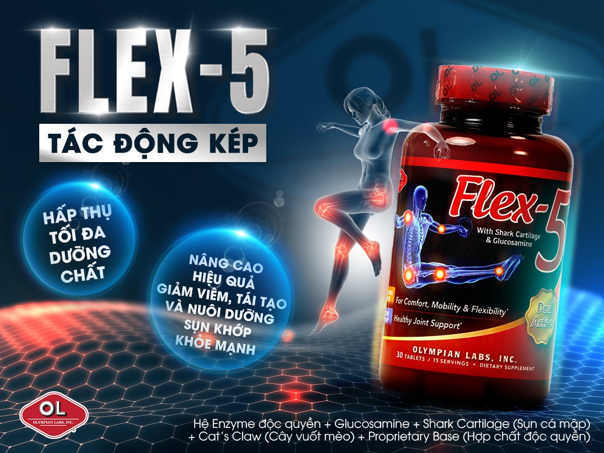 Flex-5 – Hỗ trợ giảm viêm và tái tạo sụn khớp 